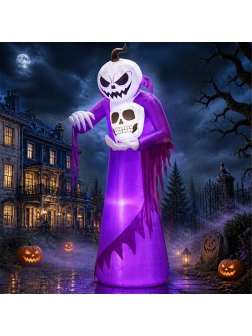 12FT Giant Halloween Inflatables Decorations Outdoor Pumpkin Ghost Wizard